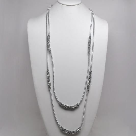 Metallic Cord w/Rhinestone Detail Necklace
