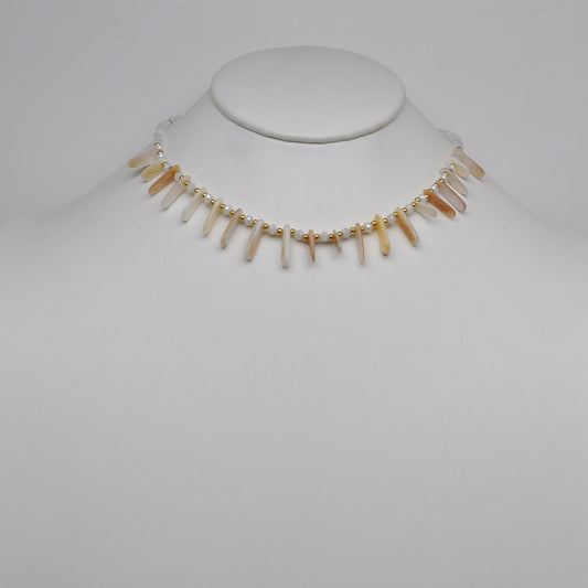 Crystal Beaded Lucite Shards Necklace