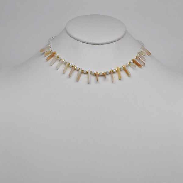 Crystal Beaded Lucite Shards Necklace