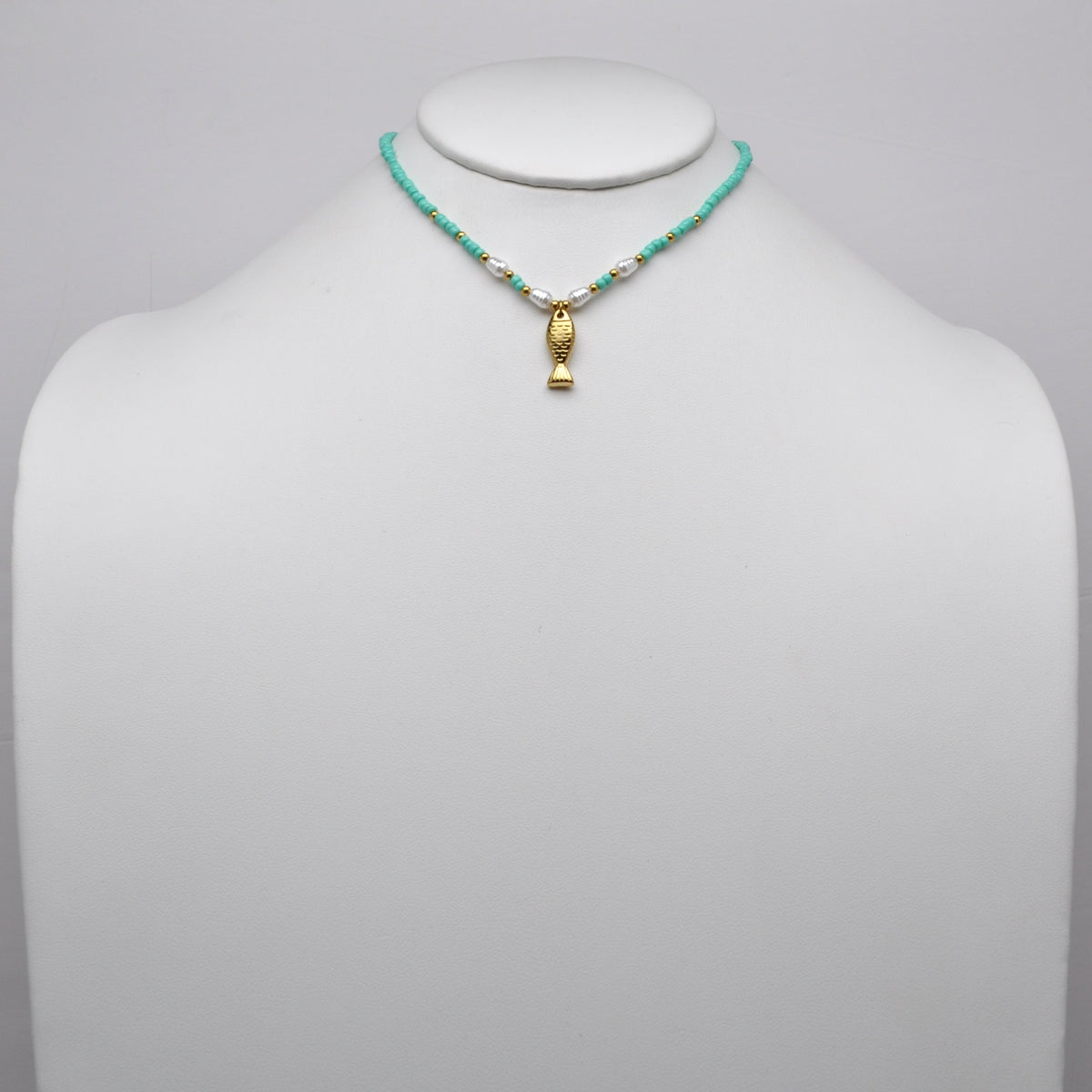 Stainless Steel Beaded Fish Pendant Necklace