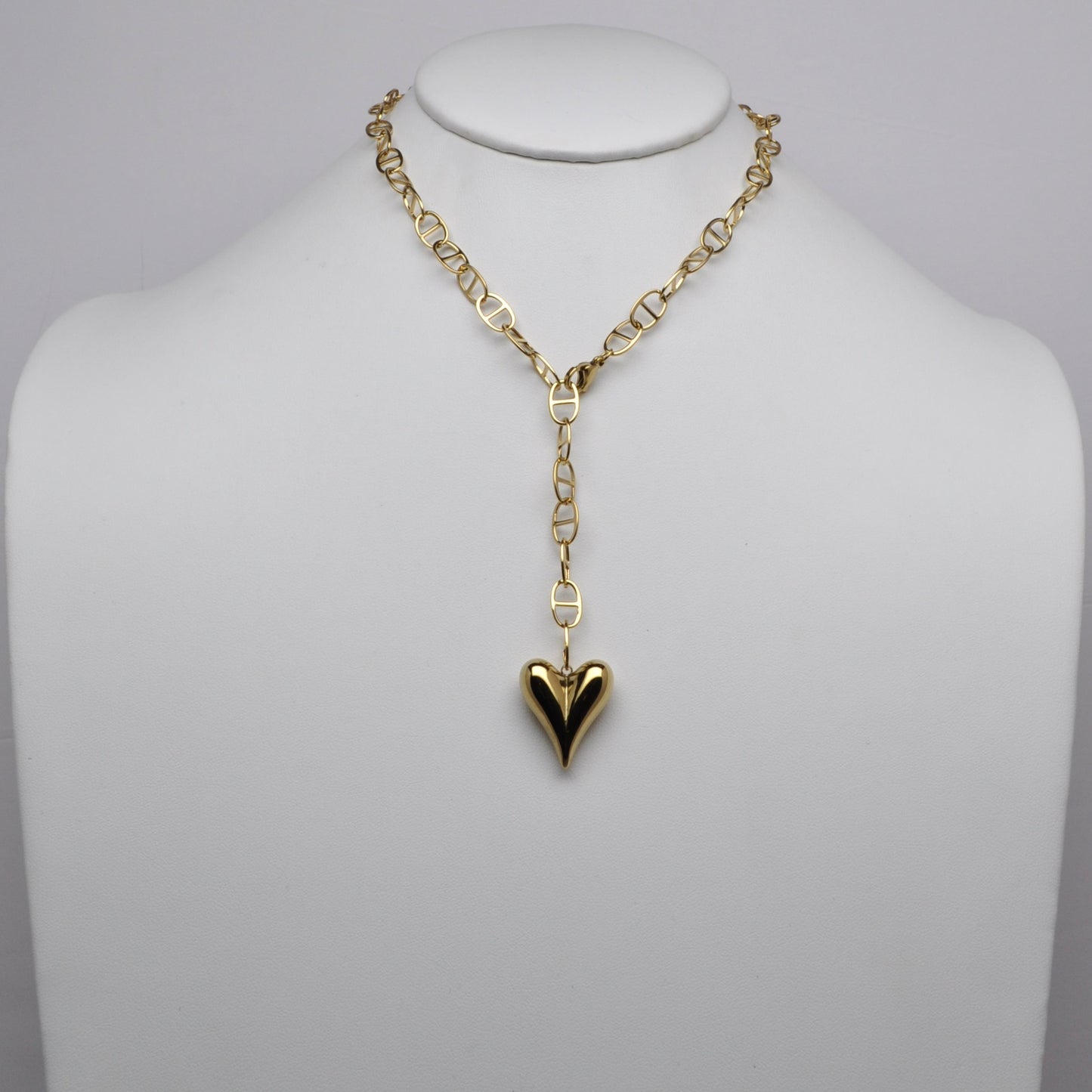 Soda Tab Chain Heart Drop Necklace