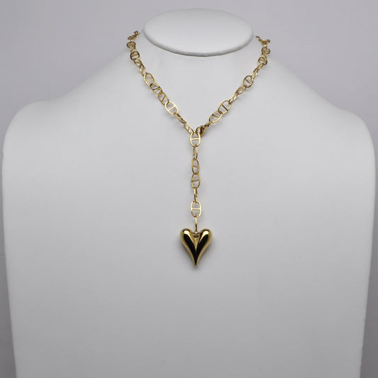 Soda Tab Chain Heart Drop Necklace