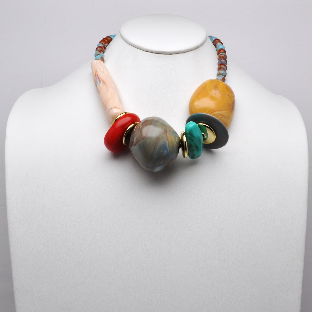 Asymmetric Chunky Resin Pebble Necklace