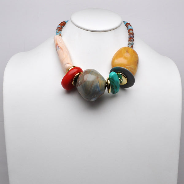Asymmetric Chunky Resin Pebble Necklace