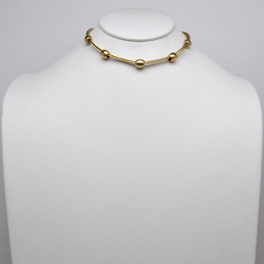 Clover Print Bead Station Rope Chain Choker Necklace
