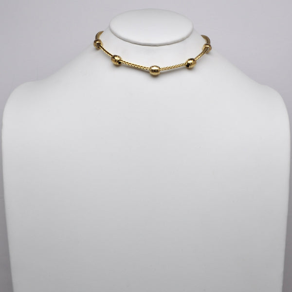 Clover Print Bead Station Rope Chain Choker Necklace