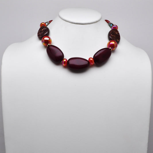 Chunky Iridescent Pebble Bead Collar Necklace
