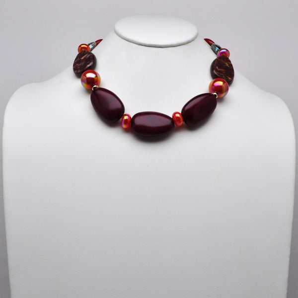 Chunky Iridescent Pebble Bead Collar Necklace