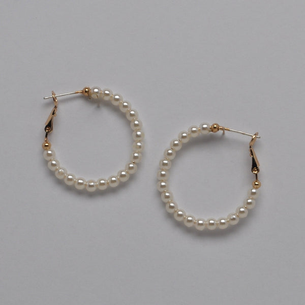 Pearl Hoop 30mm Earrings