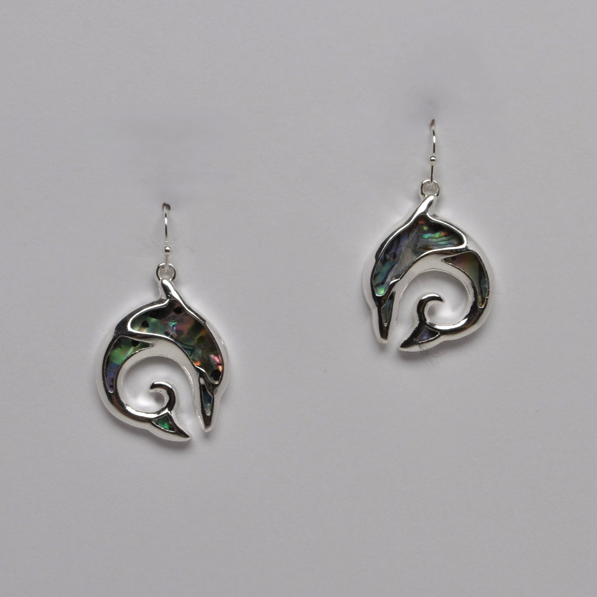 Abalone Shell Dolphin Drop Earrings