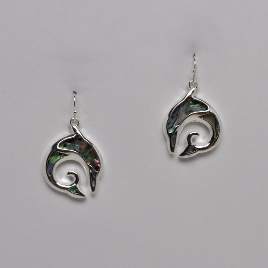 Abalone Shell Dolphin Drop Earrings