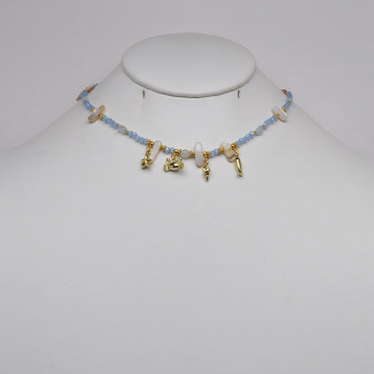 Crystal Beaded Nautical Charm Necklace