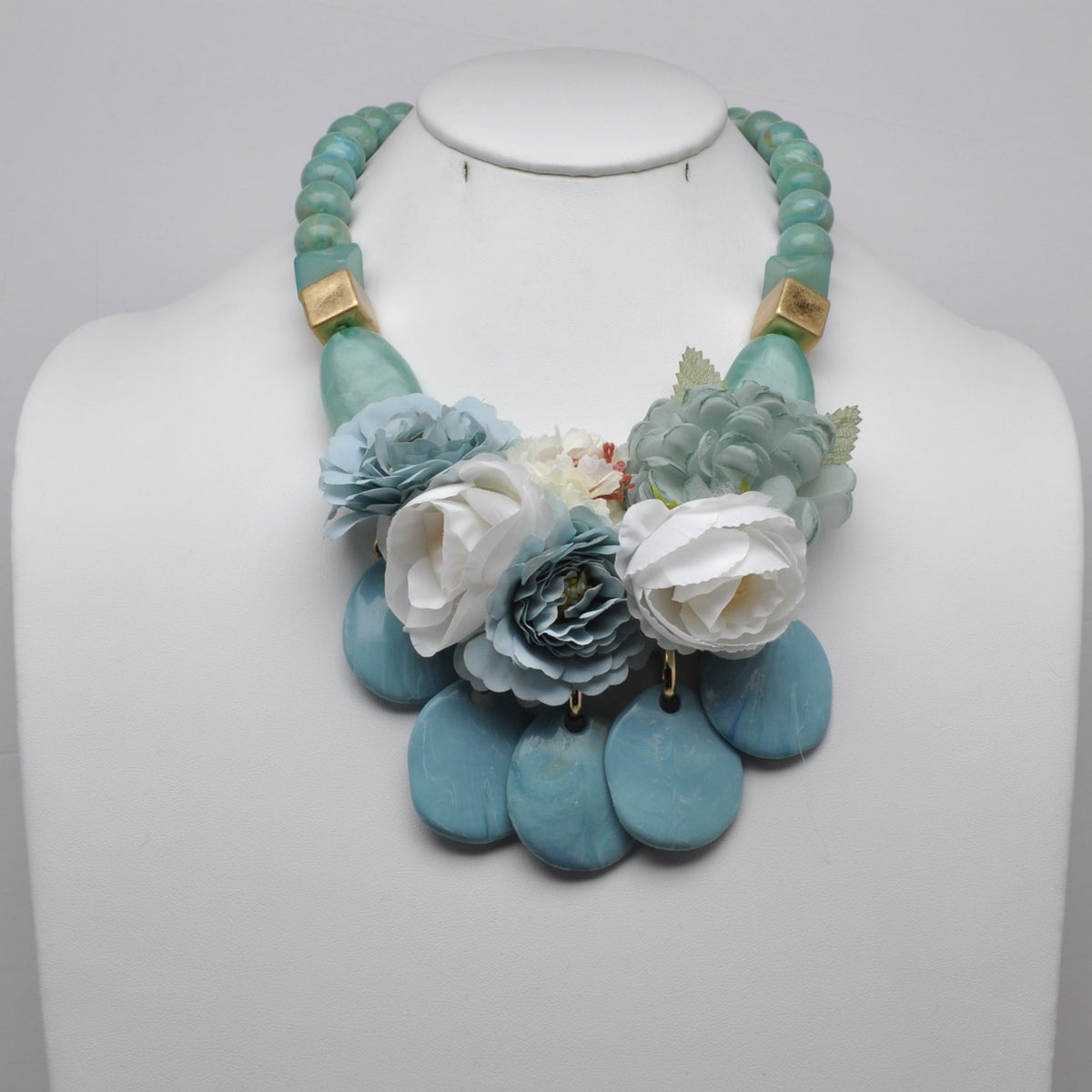 Floral Bib Resin Statement Necklace