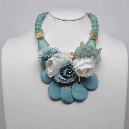 Floral Bib Resin Statement Necklace