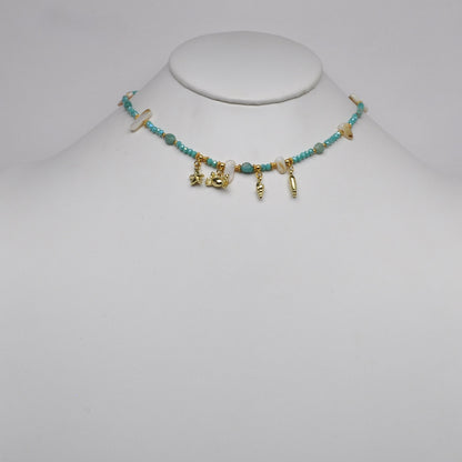Crystal Beaded Nautical Charm Necklace