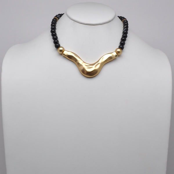 Sculptural Wavy Collar Beaded Necklace