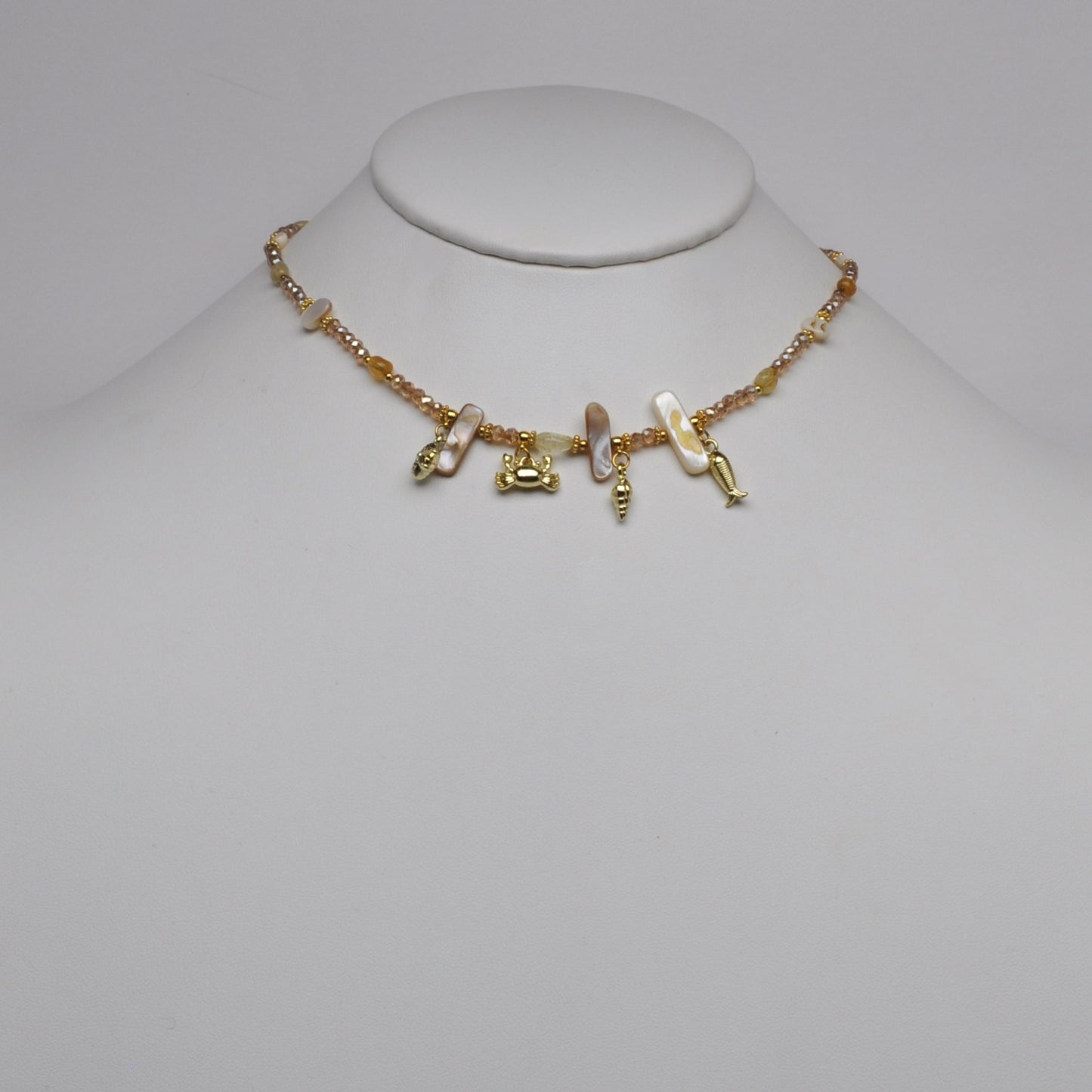 Crystal Beaded Nautical Charm Necklace