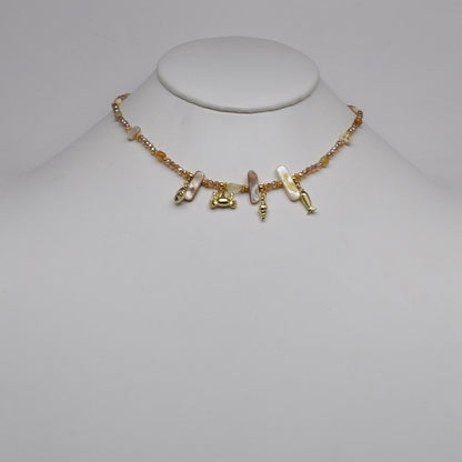 Crystal Beaded Nautical Charm Necklace