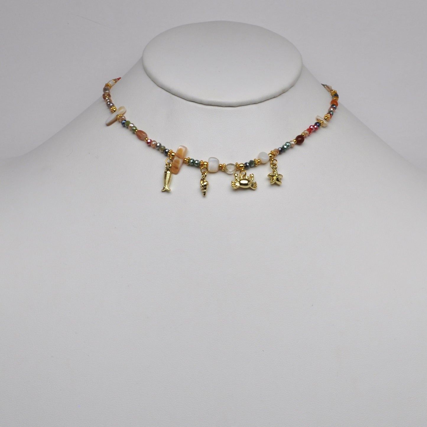 Crystal Beaded Nautical Charm Necklace