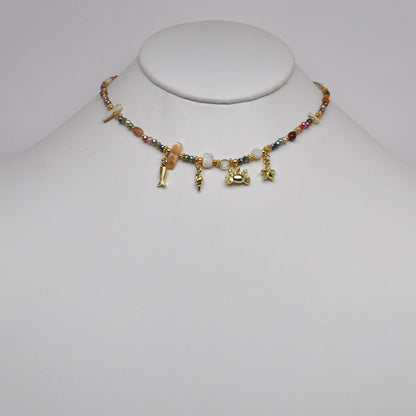 Crystal Beaded Nautical Charm Necklace