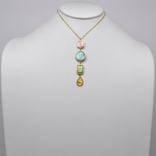 Multi-Stone Bezel-Set Linear Drop Necklace