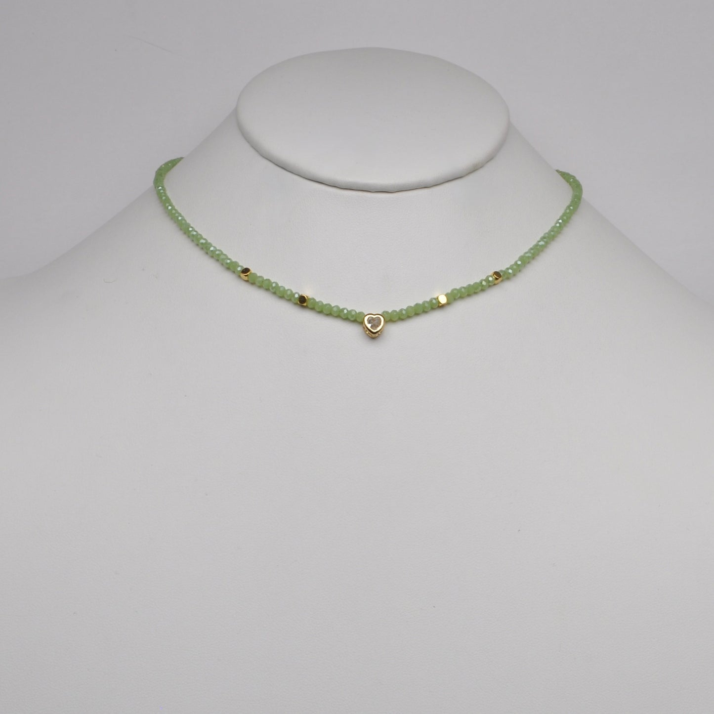 Thin Beaded Heart Bead Pendant Necklace