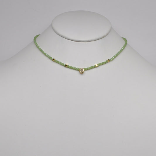 Thin Beaded Heart Bead Pendant Necklace