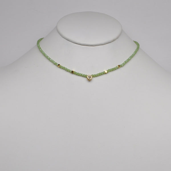 Thin Beaded Heart Bead Pendant Necklace