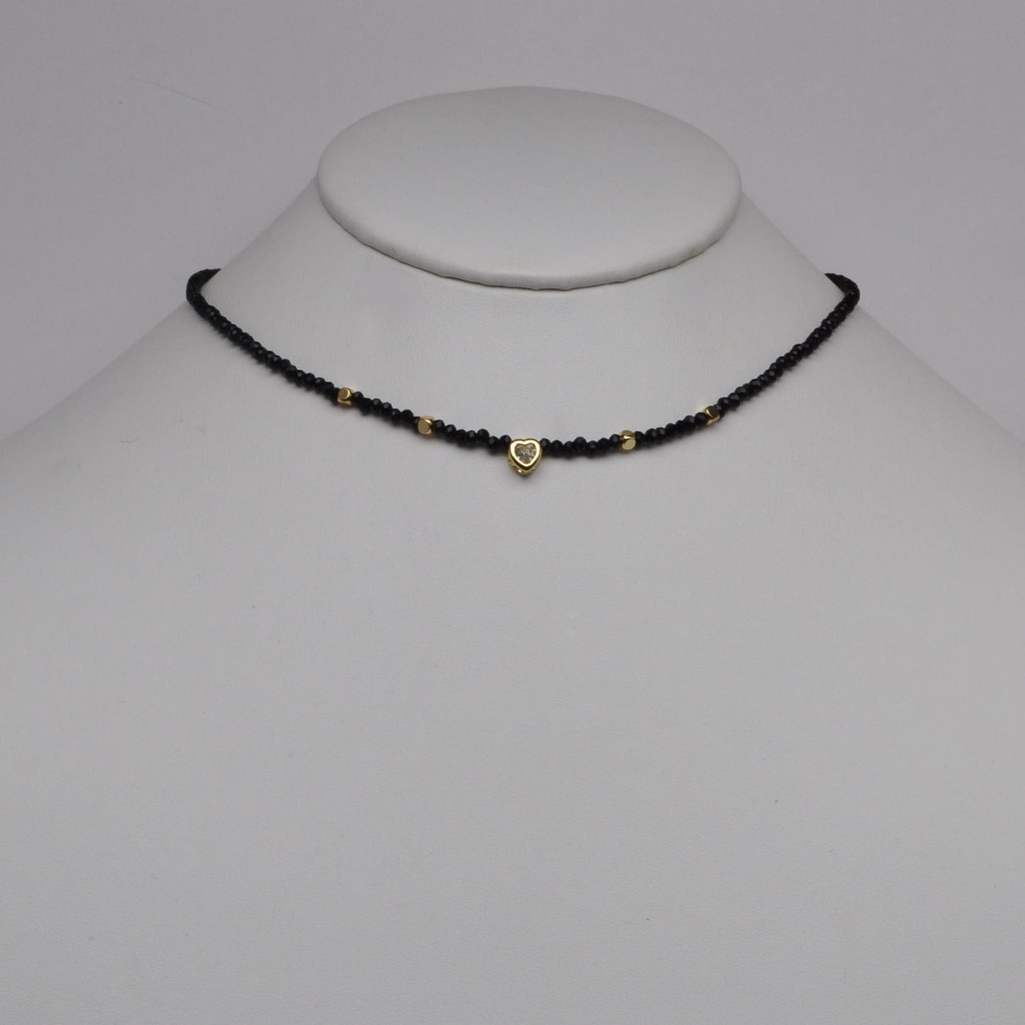 Thin Beaded Heart Bead Pendant Necklace