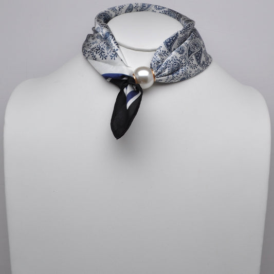 Toile Inspired Motif Pattern Pearl Magnetic Scarf
