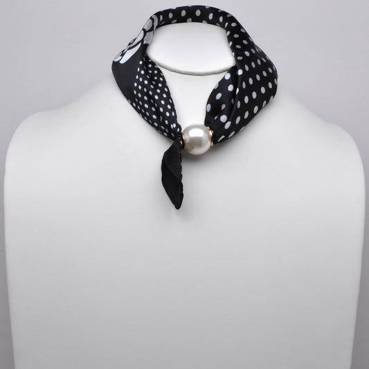 Polka Dots & Flower Pearl Magnetic Scarf