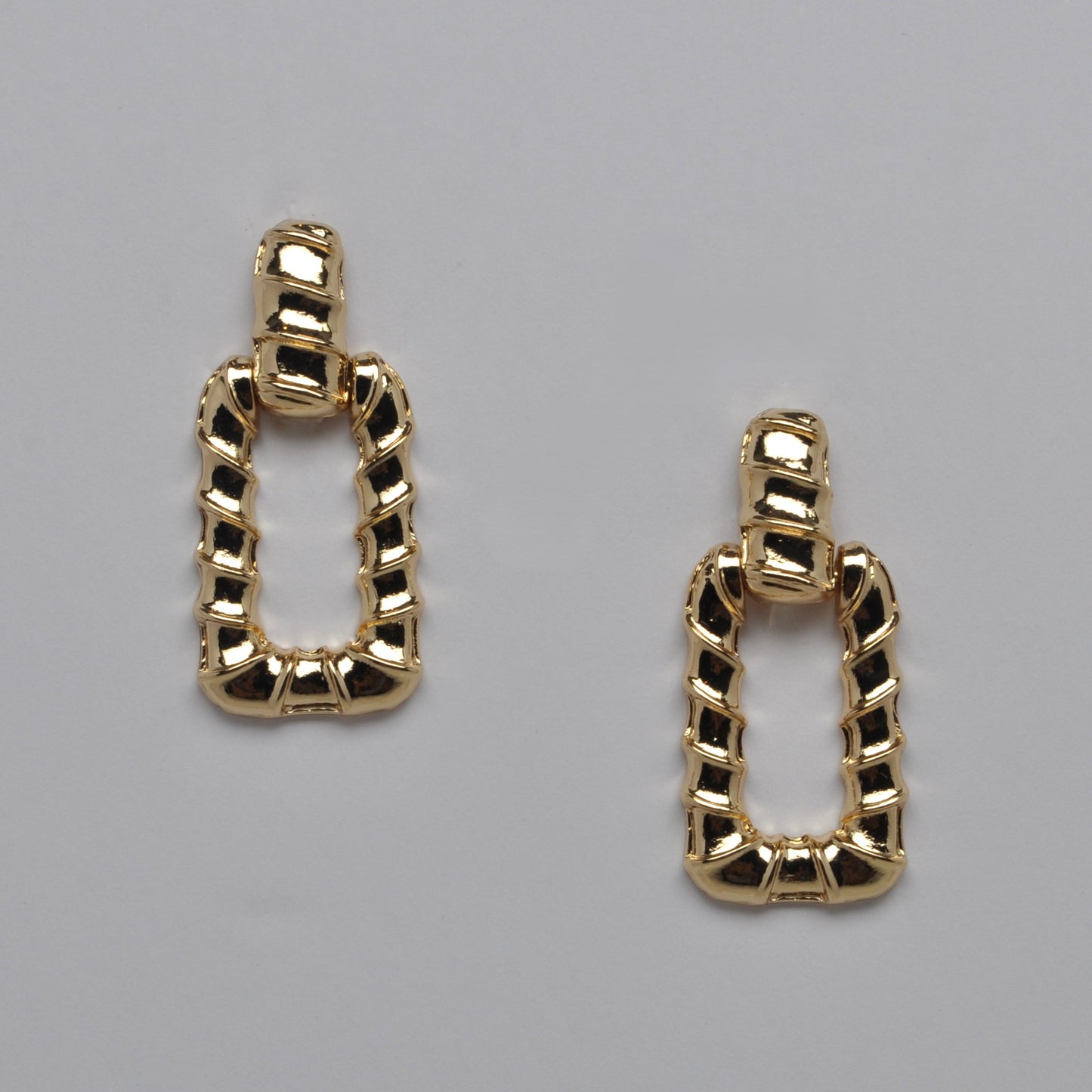 Ribbed Rectangle Drop Earrings