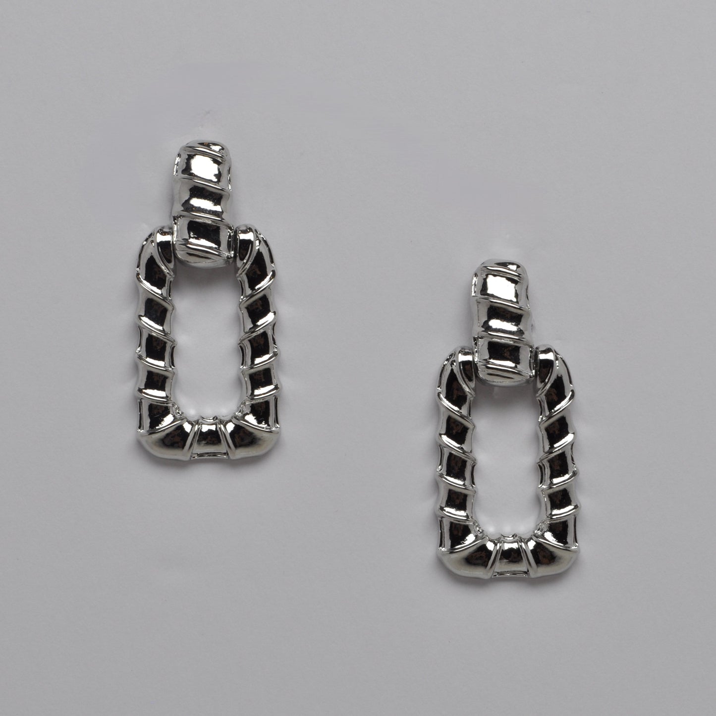 Ribbed Rectangle Drop Earrings