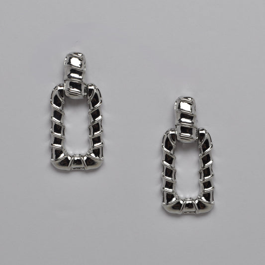 Ribbed Rectangle Drop Earrings