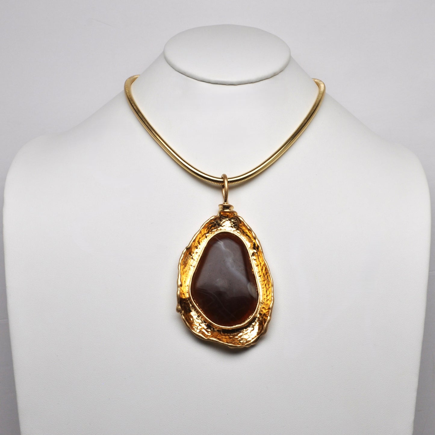 Large Geometric Stone Pendant Necklace
