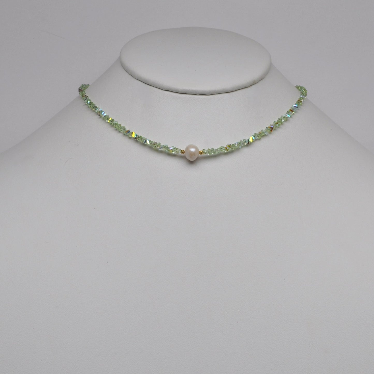 Crystal Beads w/Pearl Pendant Necklace