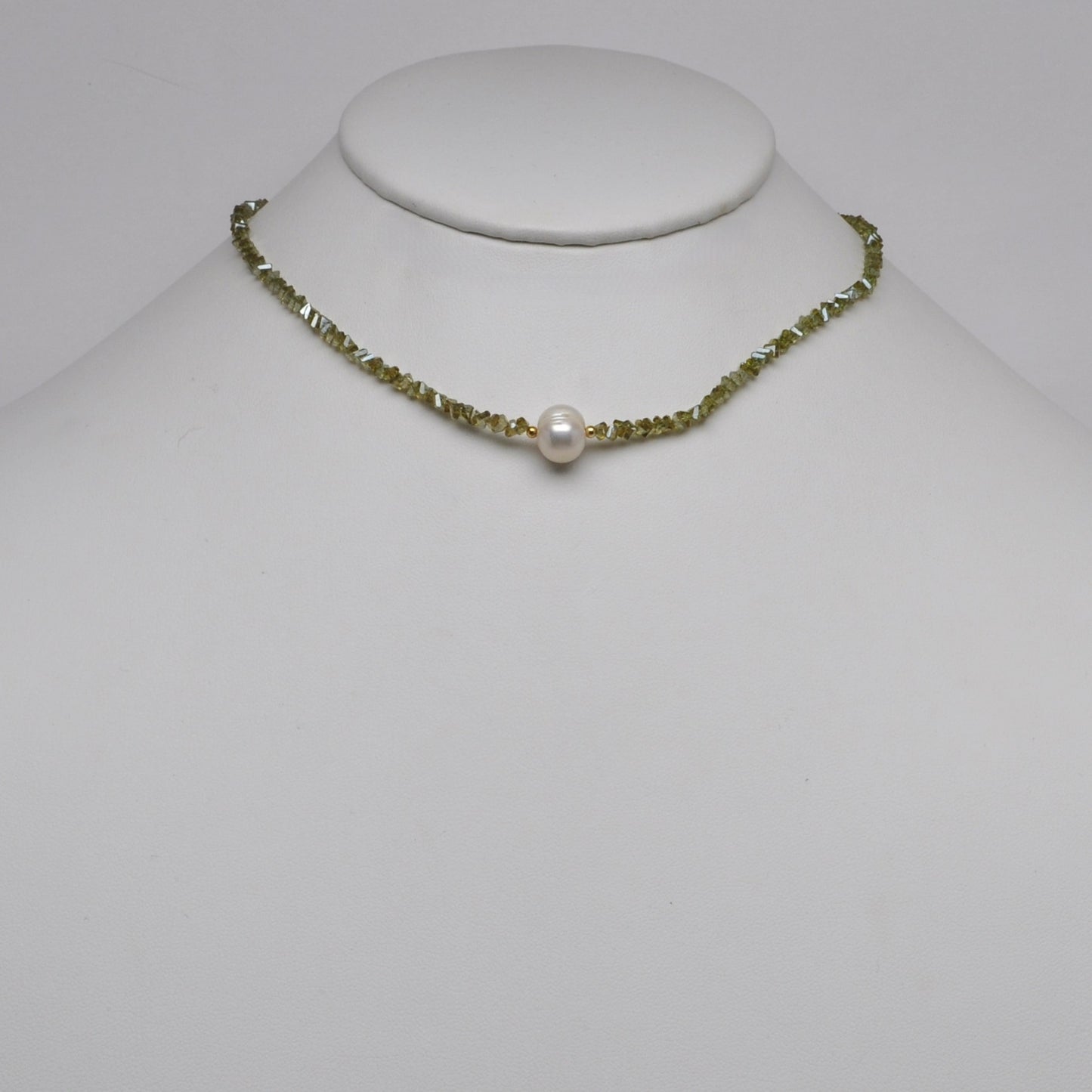 Crystal Beads w/Pearl Pendant Necklace