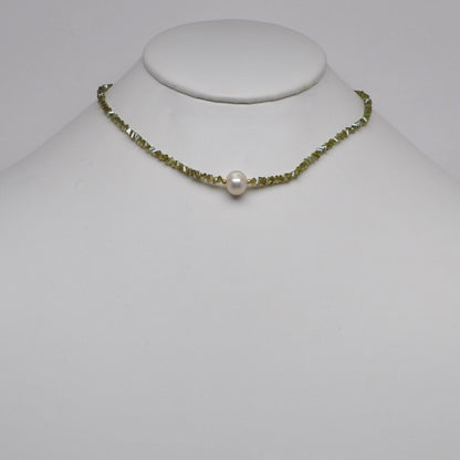 Crystal Beads w/Pearl Pendant Necklace