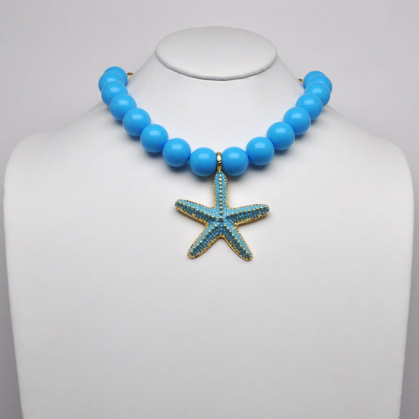 Starfish Chunky Bead Nautical Necklace