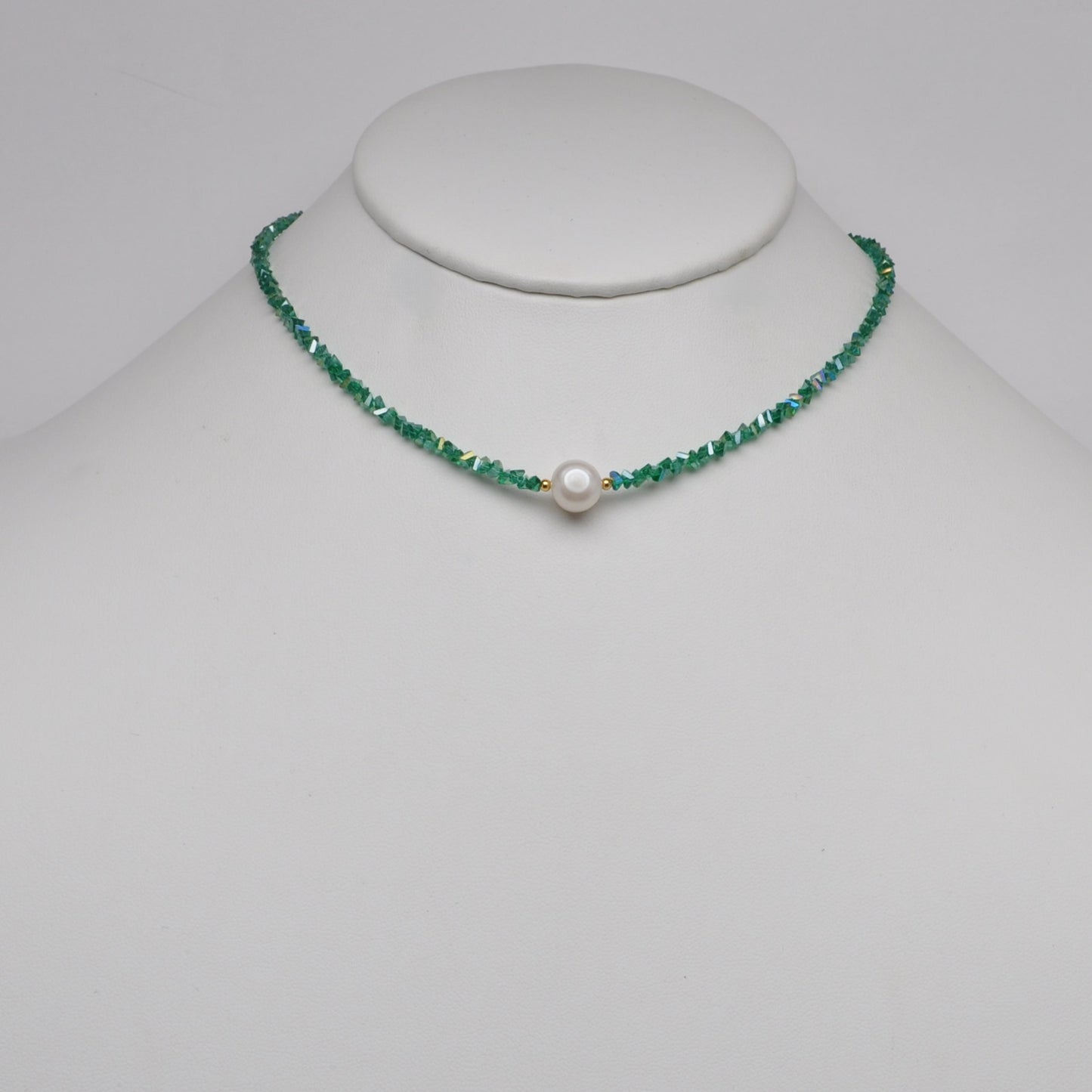 Crystal Beads w/Pearl Pendant Necklace