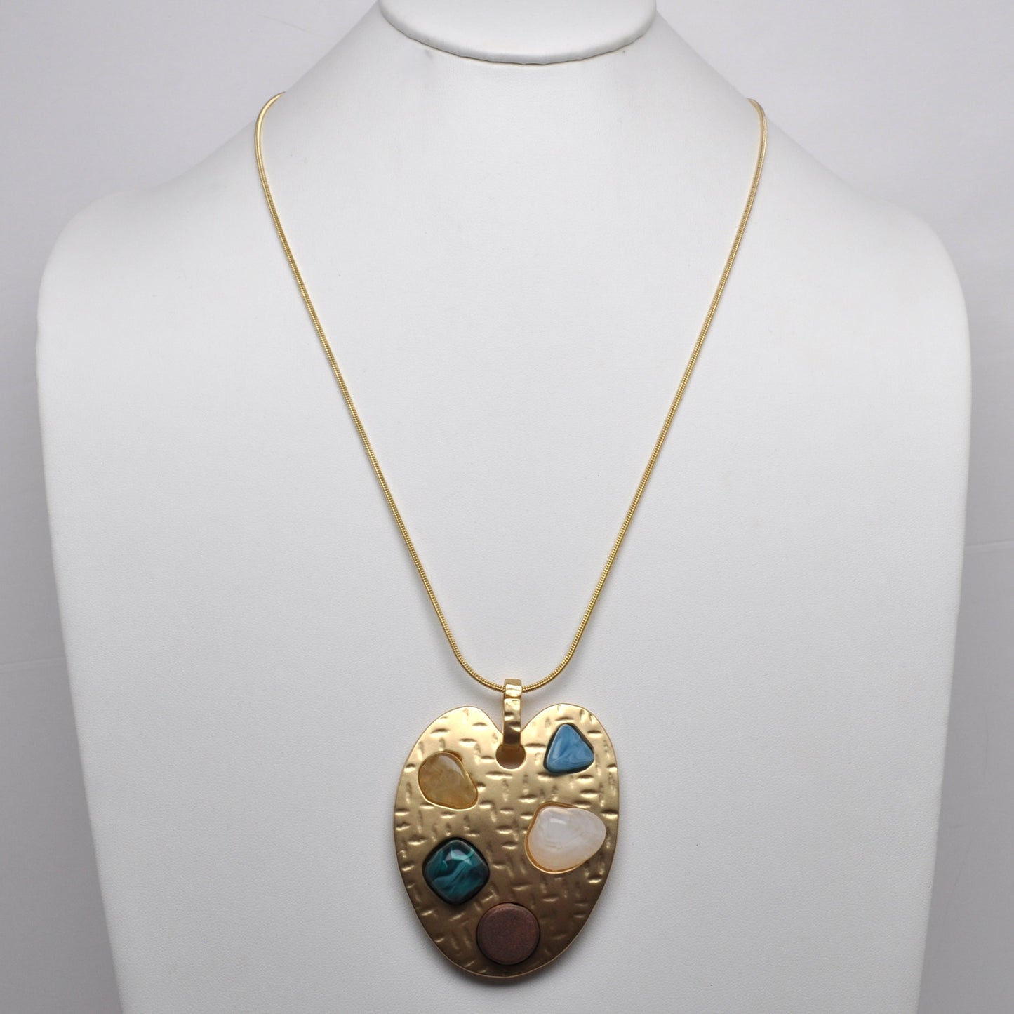 Artsy Paint Palette w/Decorative Stones Pendant Necklace