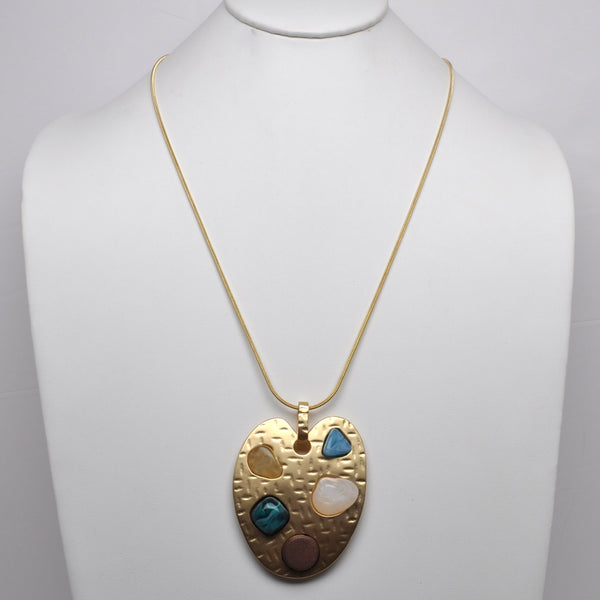 Artsy Paint Palette w/Decorative Stones Pendant Necklace