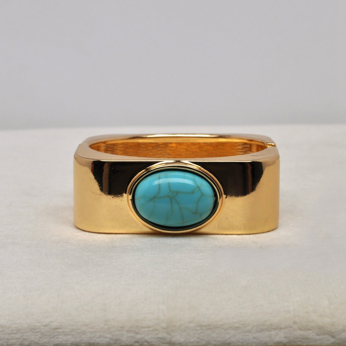 Gold Sleek Geometric w/Stone Bangle