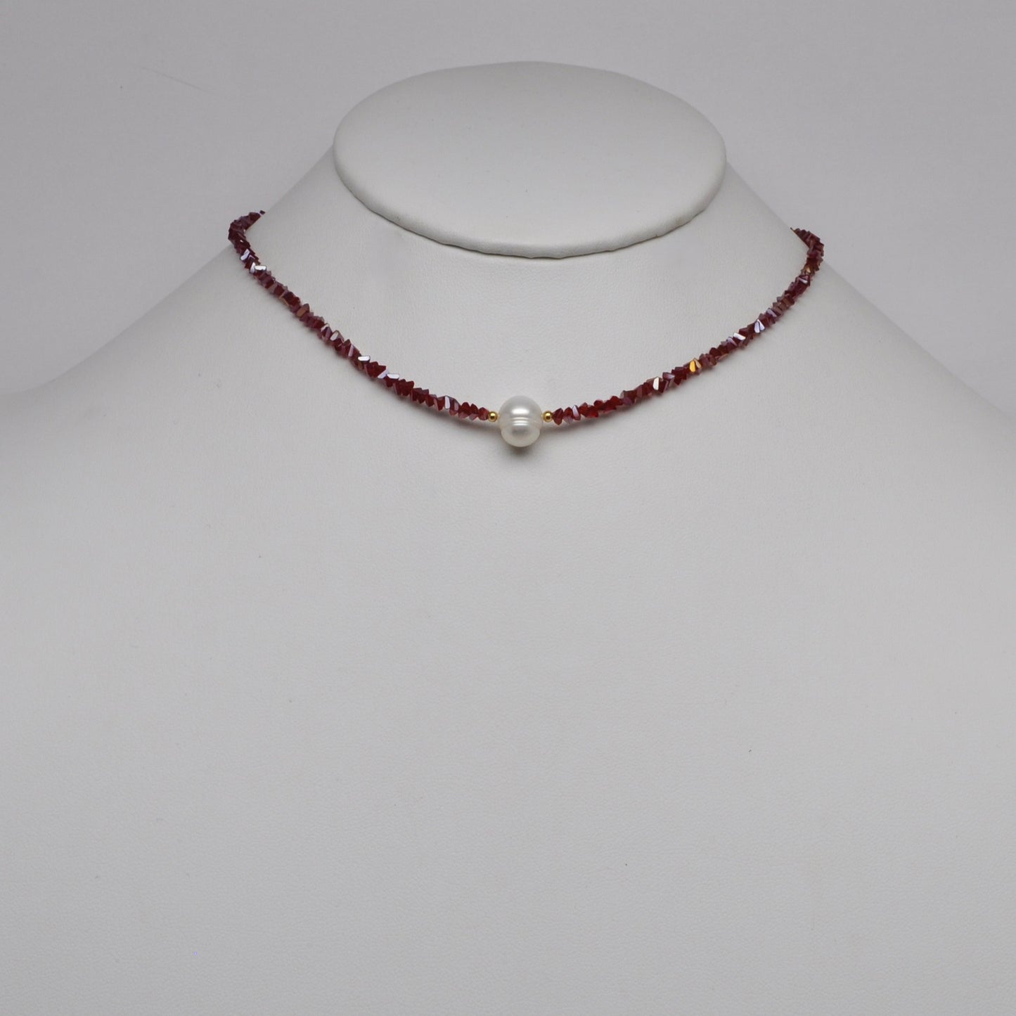 Crystal Beads w/Pearl Pendant Necklace