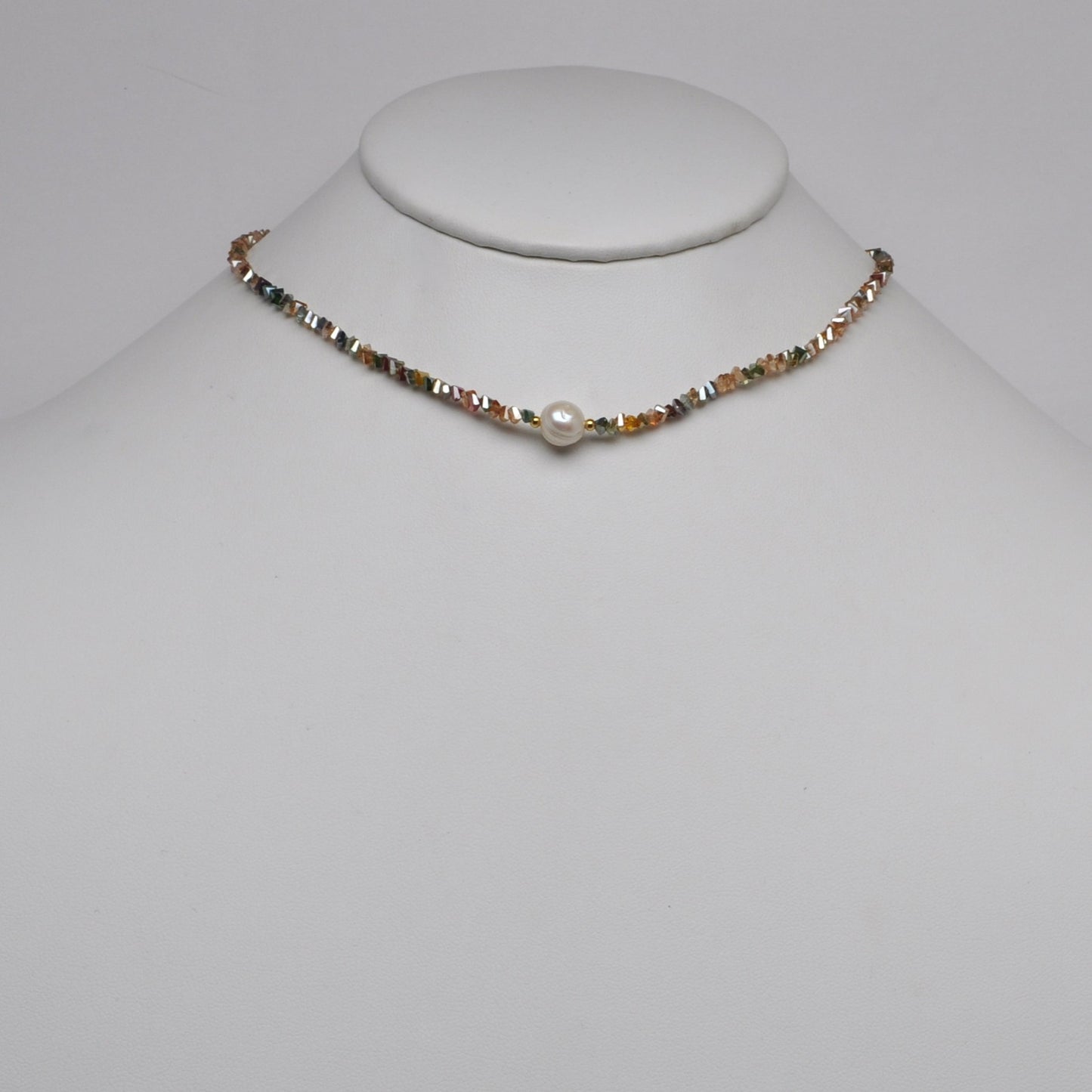 Crystal Beads w/Pearl Pendant Necklace