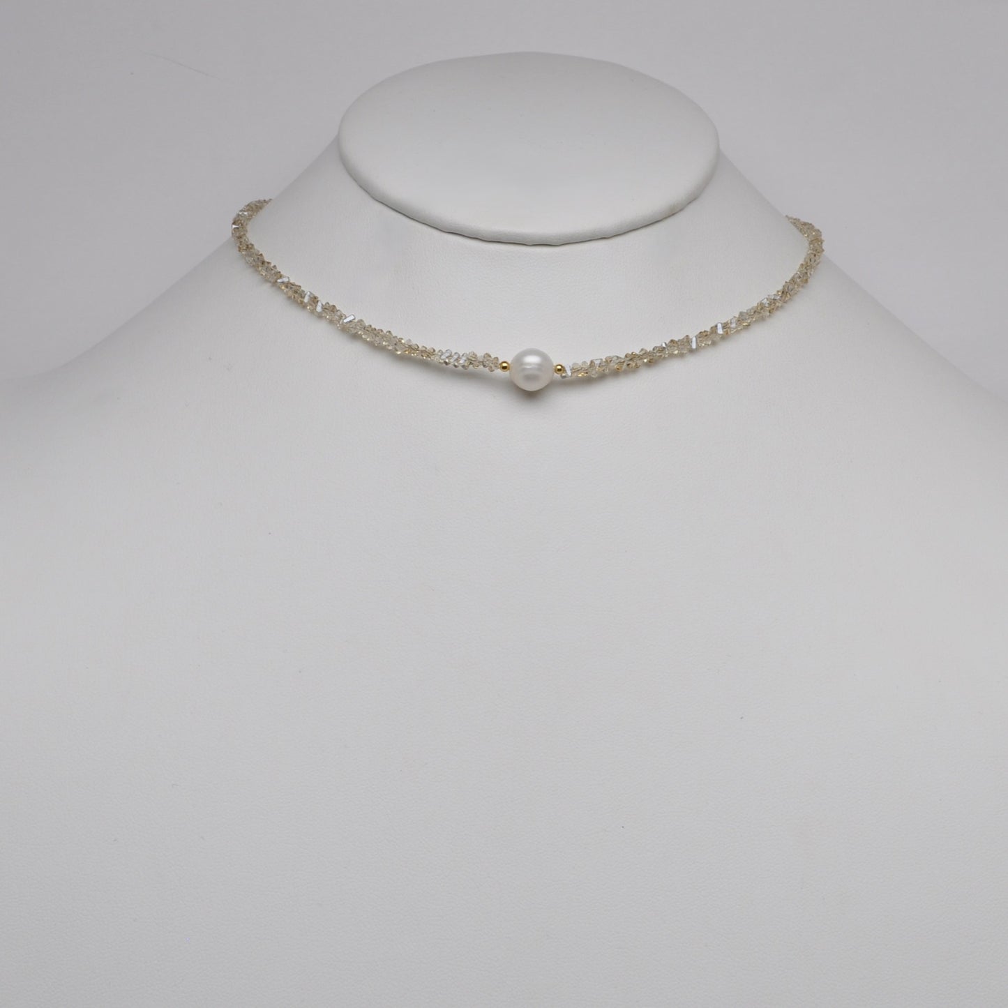 Crystal Beads w/Pearl Pendant Necklace