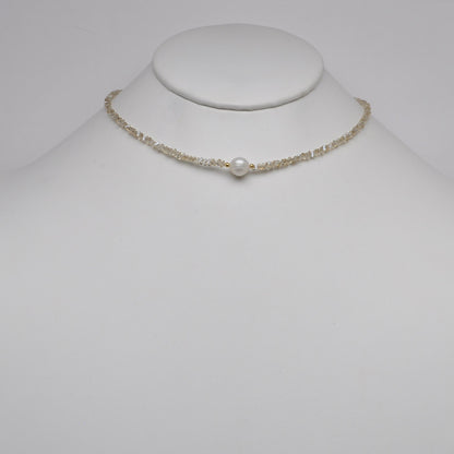 Crystal Beads w/Pearl Pendant Necklace