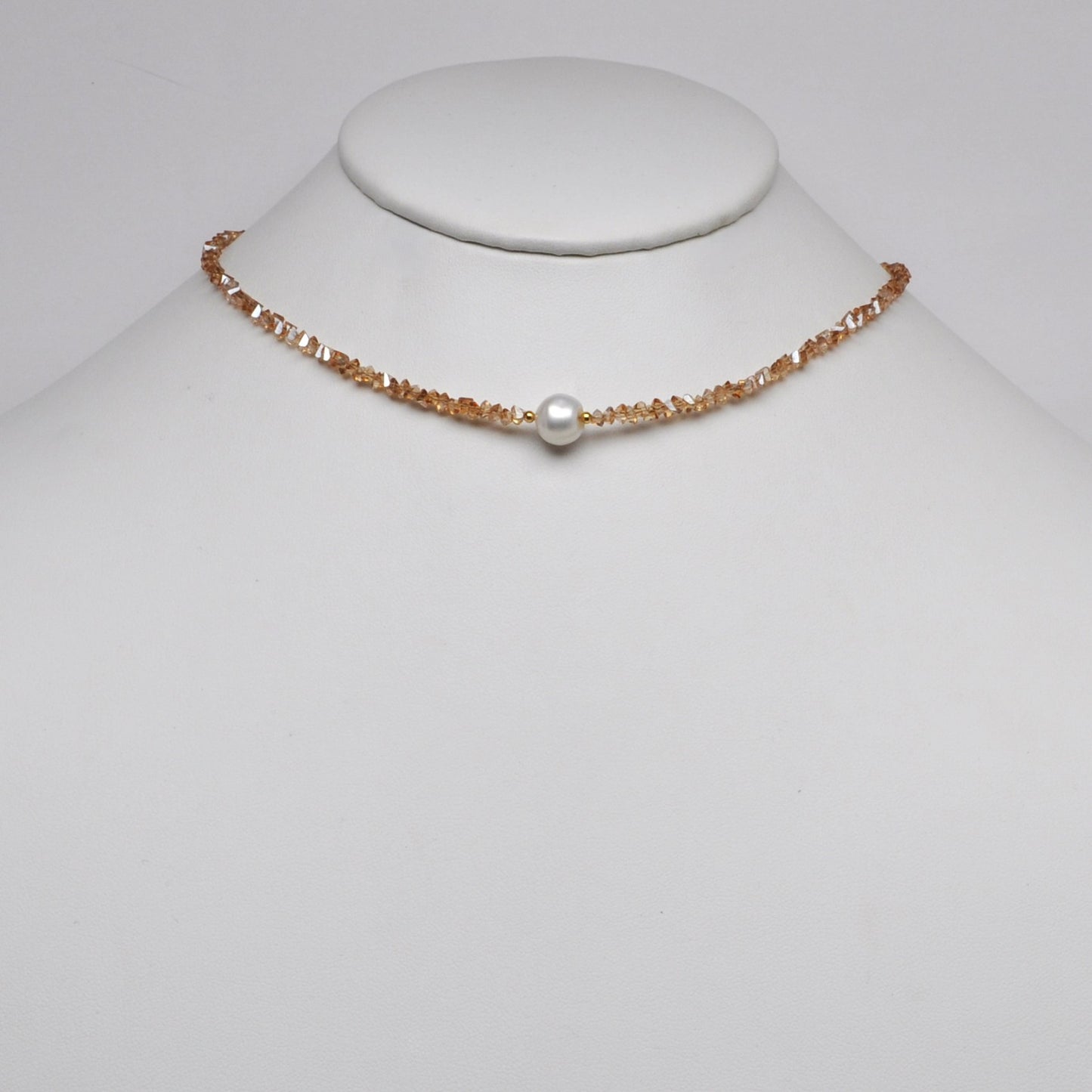 Crystal Beads w/Pearl Pendant Necklace