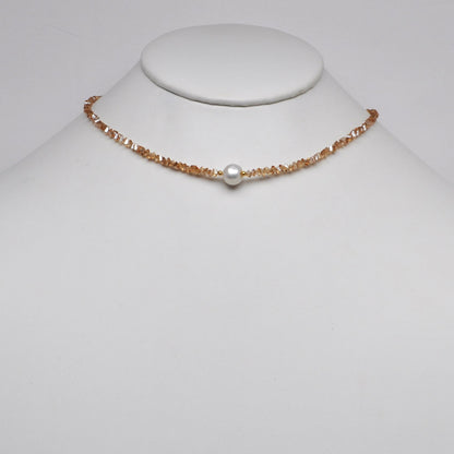 Crystal Beads w/Pearl Pendant Necklace