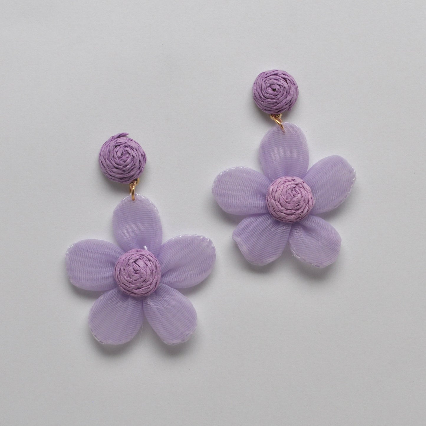 Drop Straw Flower Earrings